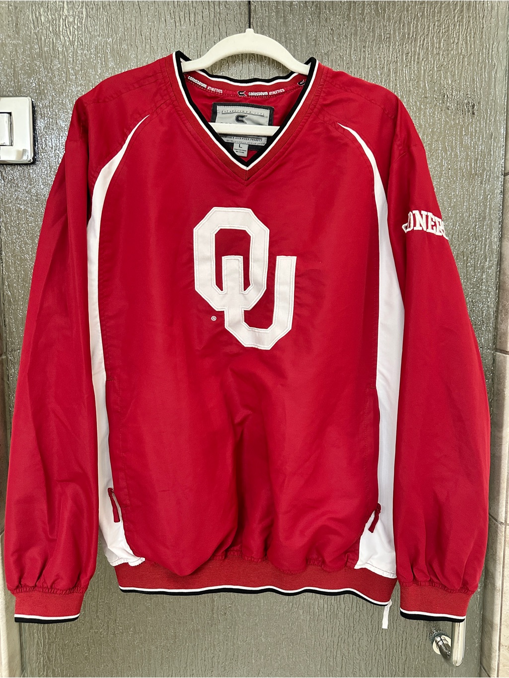 Colosseum Athletics Oklahoma Sooners Red V-Neck Pullover Y2k Size L